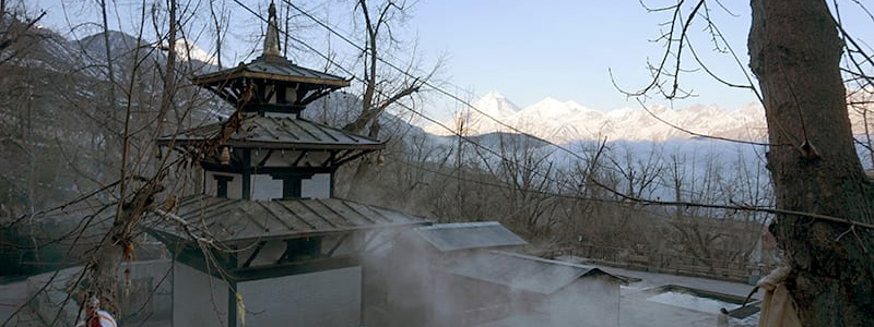 Vista del amanecer desde el templo de Muktinath